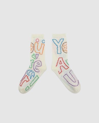  URBAN REVIVO - Vớ nữ cổ cao họa tiết chữ 