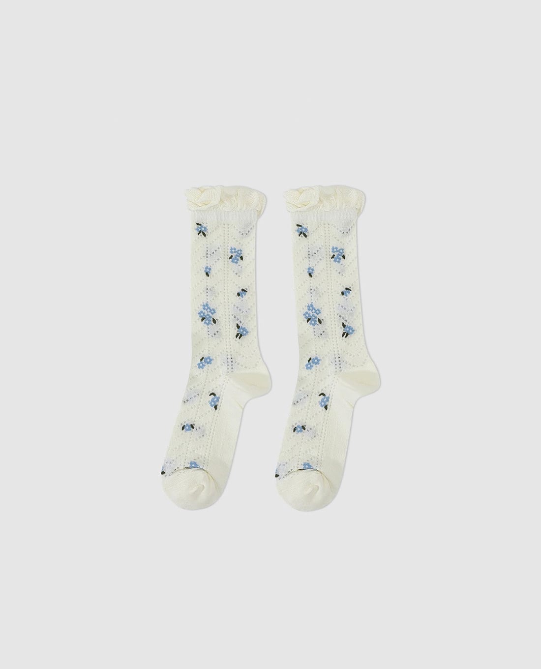 URBAN REVIVO - Vớ nữ cổ cao họa tiết hoa viền bèo