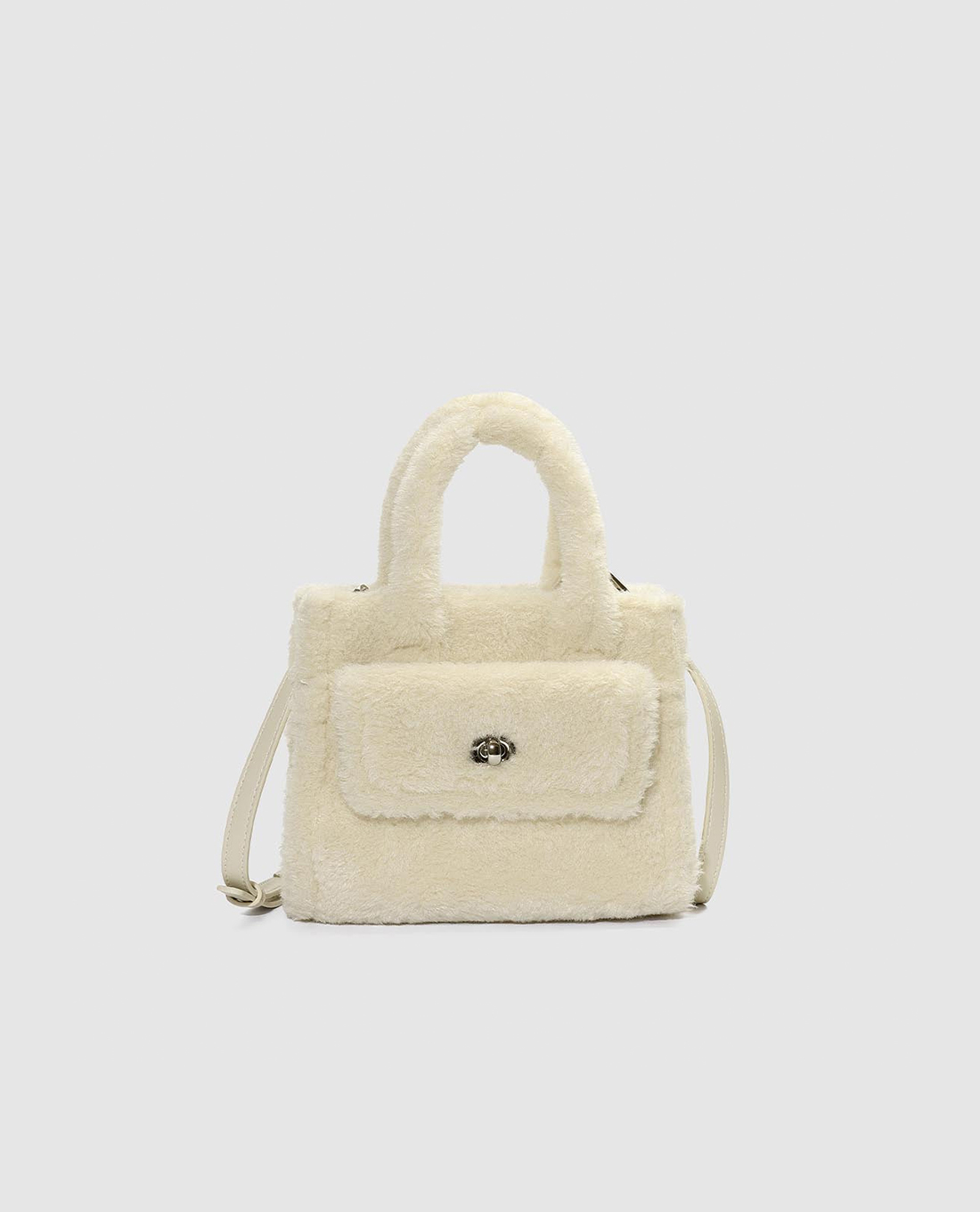 URBAN REVIVO - Túi xách nữ hình vuông phối lông