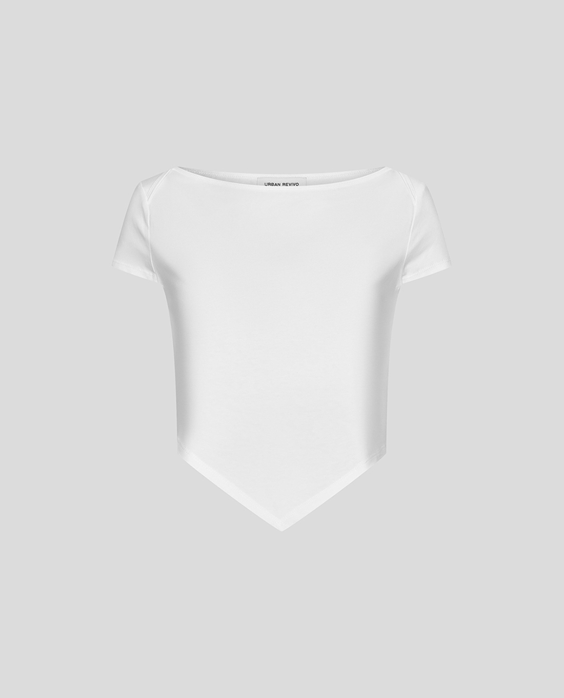 URBAN REVIVO - Áo croptop nữ cổ thuyền tay ngắn