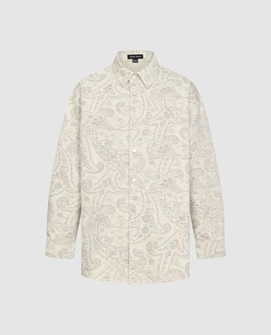  URBAN REVIVO - Áo sơ mi denim nam cổ bẻ in họa tiết 