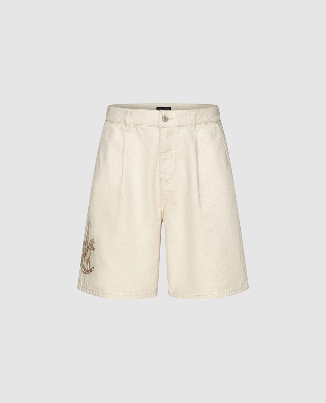URBAN REVIVO - Quần short jeans nam thêu họa tiết