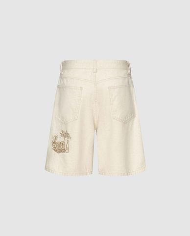  URBAN REVIVO - Quần short jeans nam thêu họa tiết 