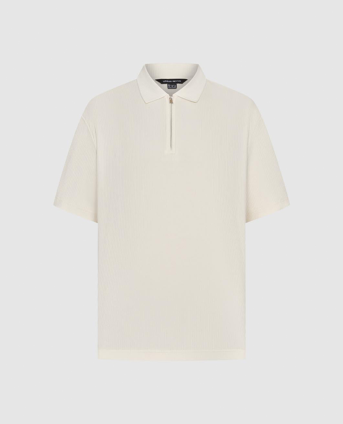 URBAN REVIVO - Áo polo nam tay ngắn phối khoá zip