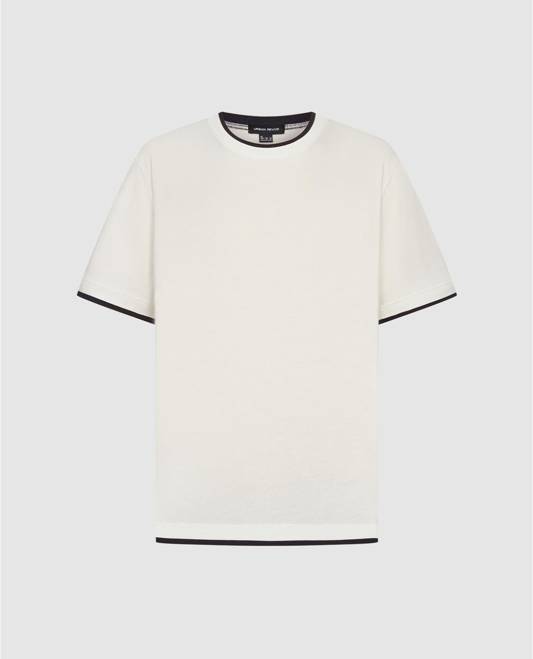 URBAN REVIVO - Áo thun nam cổ tròn tay ngắn phối viền