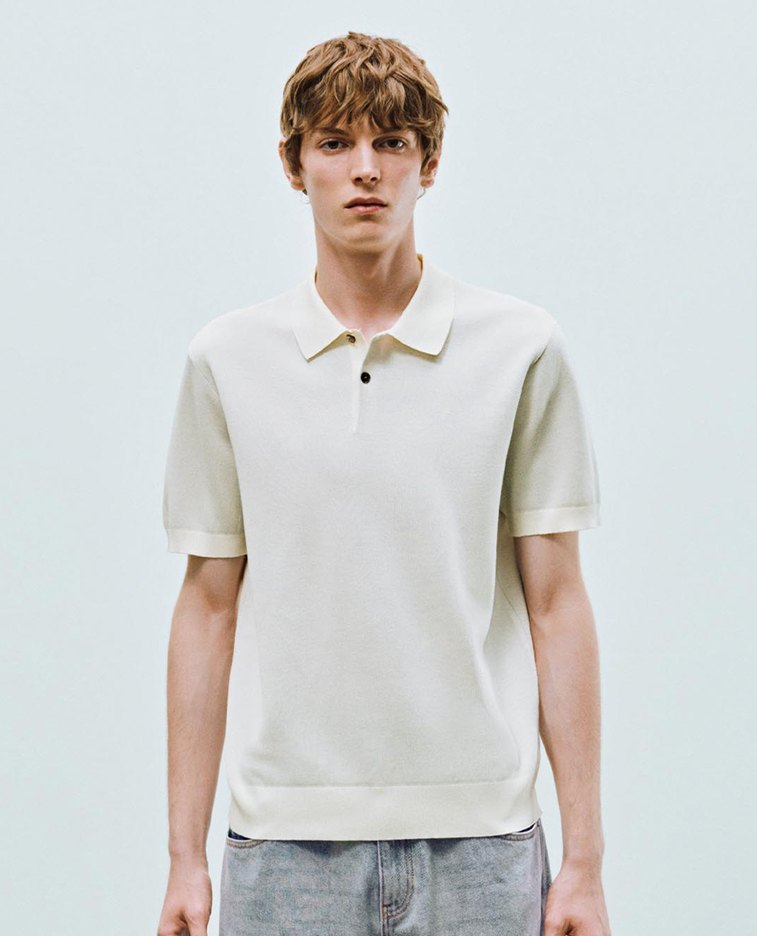 URBAN REVIVO - Áo dệt kim nam tay ngắn bo gấu