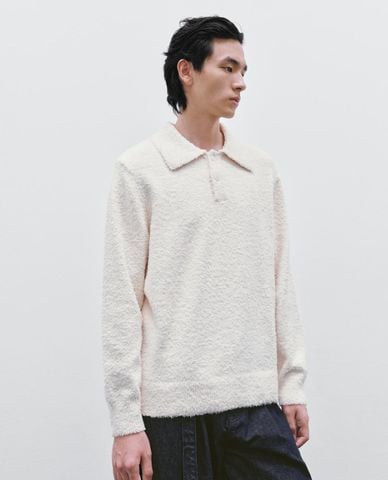  URBAN REVIVO - Áo dệt kim nam cổ bẻ tay dài 