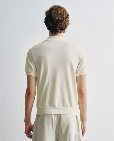  URBAN REVIVO - Áo polo nam dệt kim tay ngắn bo gấu 