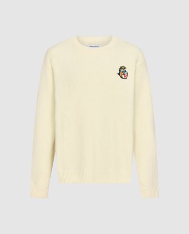  URBAN REVIVO - Áo dệt kim nam cổ tròn thêu họa tiết 