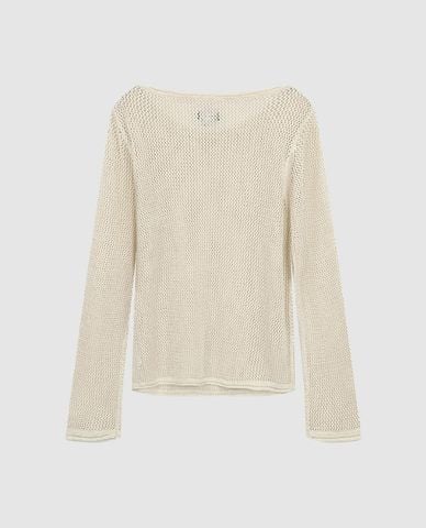  URBAN REVIVO - Áo dệt kim nữ cổ tròn tay dài dáng suông 