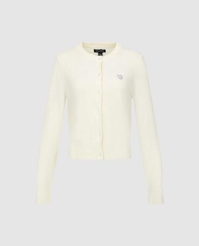  URBAN REVIVO - Áo khoác cardigan nữ cổ tròn tay dài phom ôm 