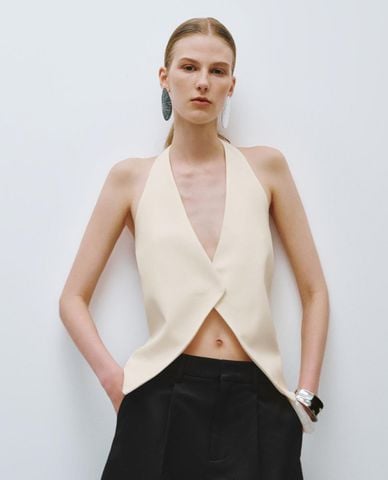  URBAN REVIVO - Áo kiểu nữ cổ yếm thời thượng 