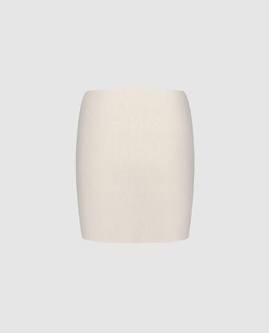  URBAN REVIVO - Chân váy dệt kim mini phối nơ 