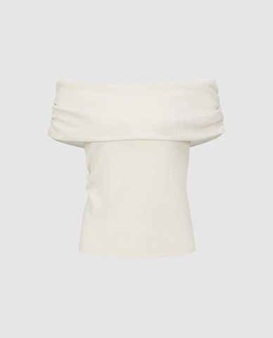  URBAN REVIVO - Áo trễ vai nữ phom ôm nữ tính 