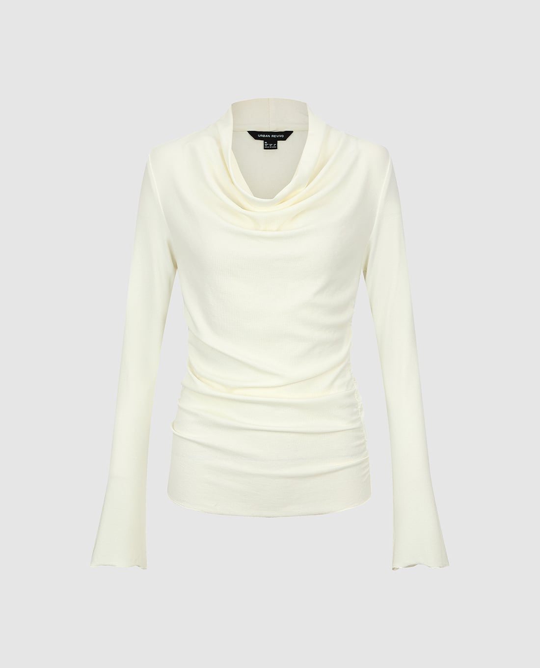 URBAN REVIVO - Áo kiểu nữ cổ đổ tay dài phom ôm