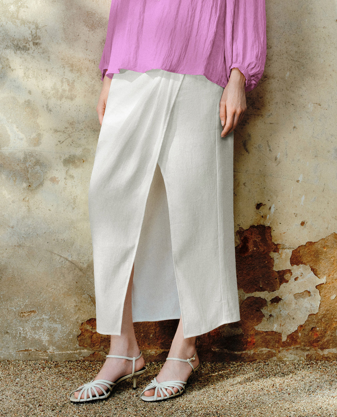 URBAN REVIVO - Chân váy quấn midi xẻ tà Straight