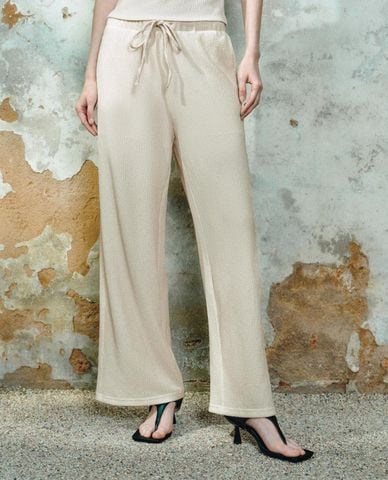  URBAN REVIVO - Quần nữ ống rộng lưng thun 