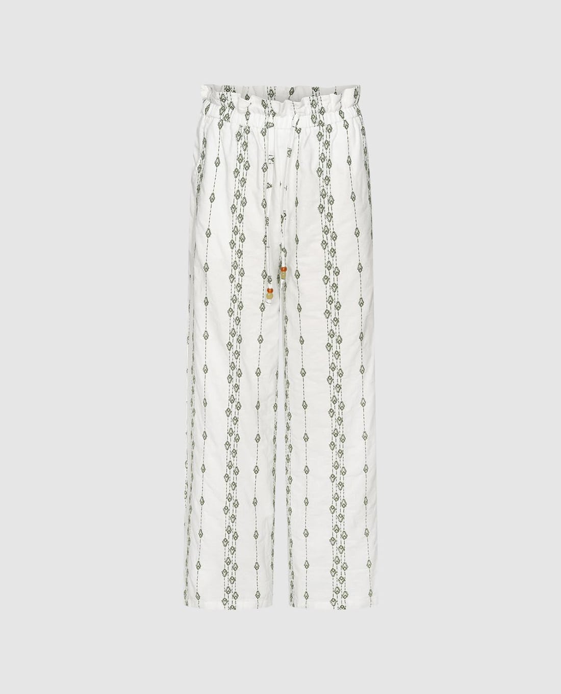 URBAN REVIVO - Quần nữ ống rộng lưng thun thêu họa tiết