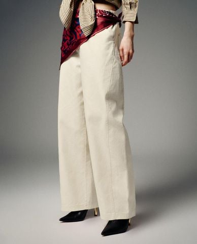  URBAN REVIVO - Quần nữ ống rộng kèm khăn họa tiết 