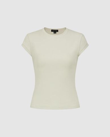  URBAN REVIVO - Áo thun nữ cổ tròn tay ngắn phom ôm 