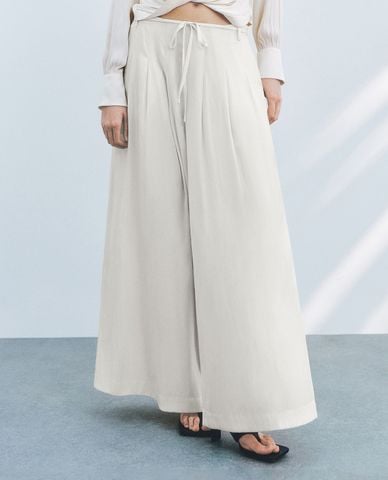  URBAN REVIVO - Quần nữ ống rộng phối dây rút 