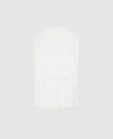  URBAN REVIVO - Áo sát nách nữ cổ tròn xếp tầng 