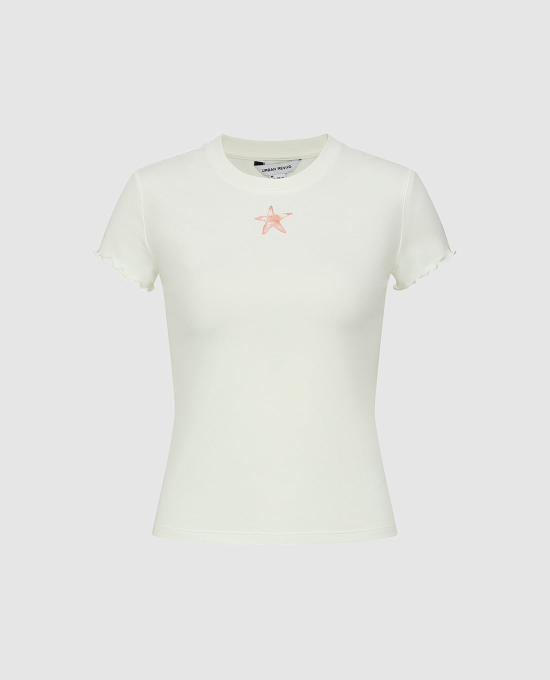 URBAN REVIVO - Áo thun nữ cổ tròn tay ngắn in họa tiết