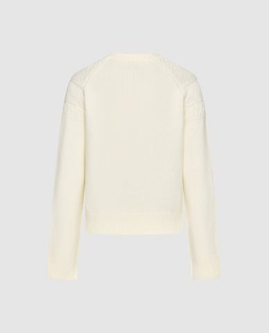  URBAN REVIVO - Áo dệt kim nữ cổ tròn tay dài thêu hoa 