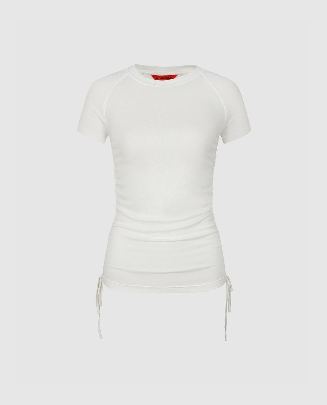 URBAN REVIVO - Áo thun nữ tay ngắn phom ôm phối dây rút