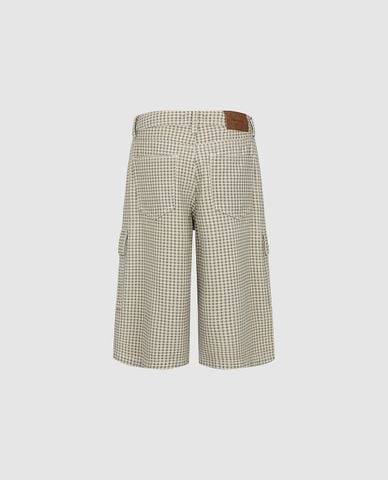  URBAN REVIVO - Quần short nữ ống rộng kẻ caro túi hộp 