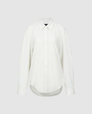  URBAN REVIVO - Áo sơ mi nữ tay dài họa tiết kẻ sọc 