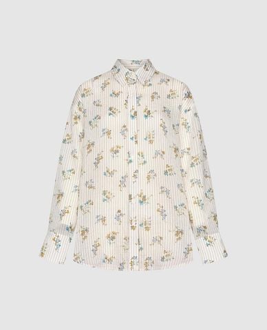  URBAN REVIVO - Áo sơ mi nữ cổ bẻ tay dài in hoa 