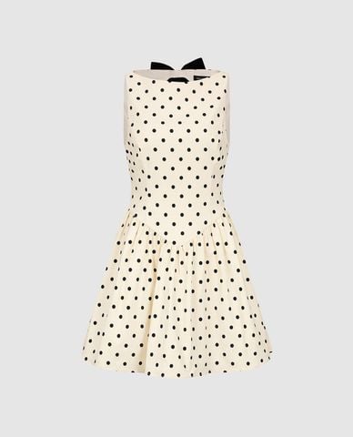  URBAN REVIVO - Đầm sát nách mini chấm bi phối nơ cổ điển 