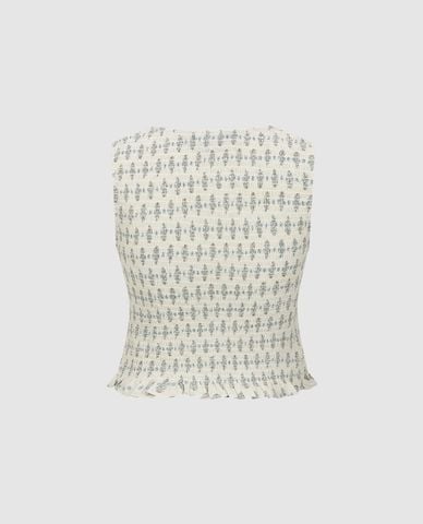  URBAN REVIVO - Áo sát nách nữ cổ V phối viền bèo 