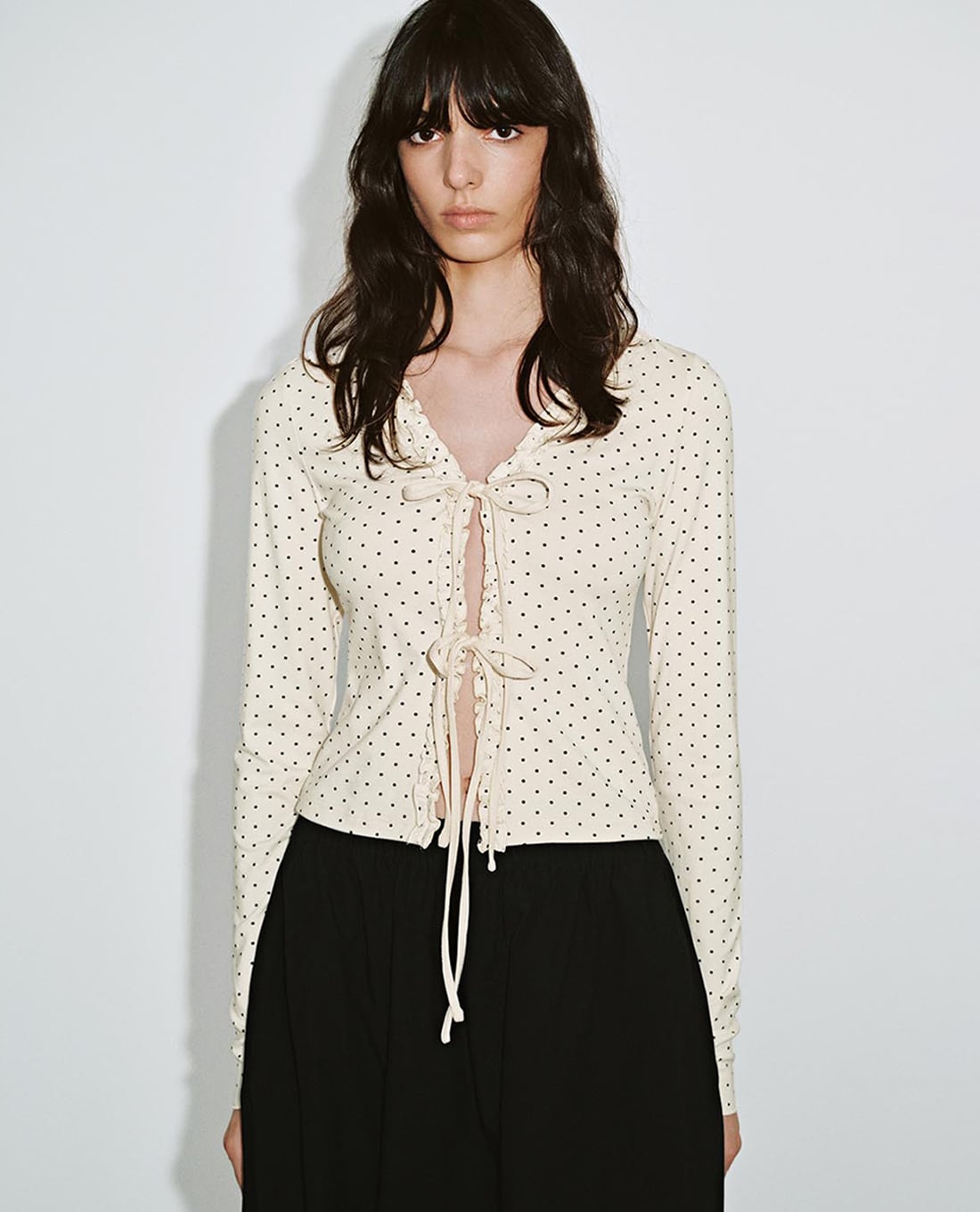 URBAN REVIVO - Áo kiểu nữ tay dài phối dây thắt