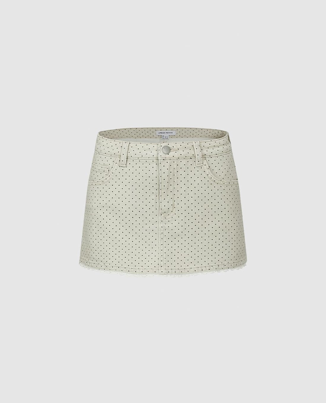 URBAN REVIVO - Quần short giả váy nữ denim chấm bi