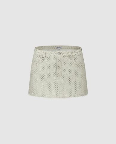  URBAN REVIVO - Quần short giả váy nữ denim chấm bi 