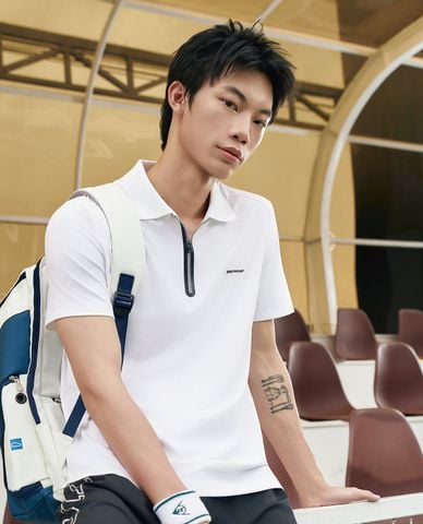  DUNLOP - Áo polo nam cổ bẻ tay ngắn phối khóa kéo 