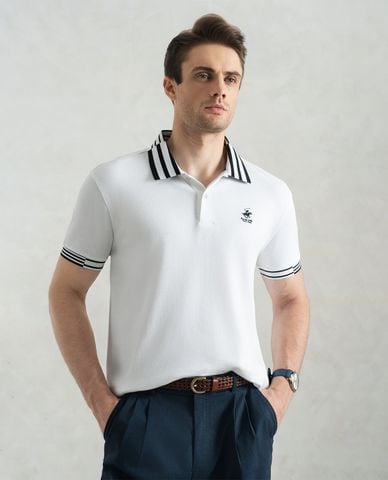  BEVERLY HILLS POLO CLUB - Áo polo nam cổ bẻ tay ngắn viền sọc 