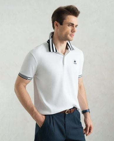  BEVERLY HILLS POLO CLUB - Áo polo nam cổ bẻ tay ngắn viền sọc 