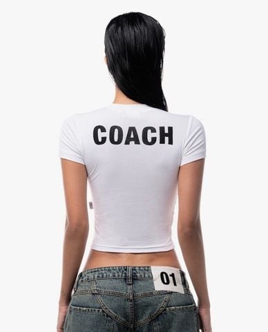  STRESSMAMA - Áo thun nữ cổ tròn tay ngắn phom ôm Coach 