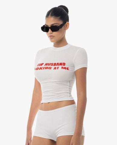  STRESSMAMA - Áo thun nữ cổ tròn tay ngắn phom ôm Hottie 