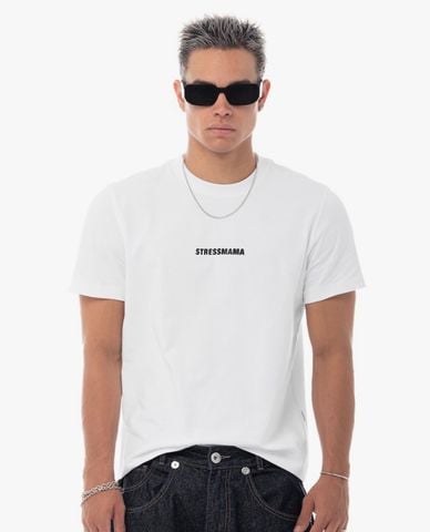  STRESSMAMA - Áo thun unisex cổ tròn tay ngắn in logo 