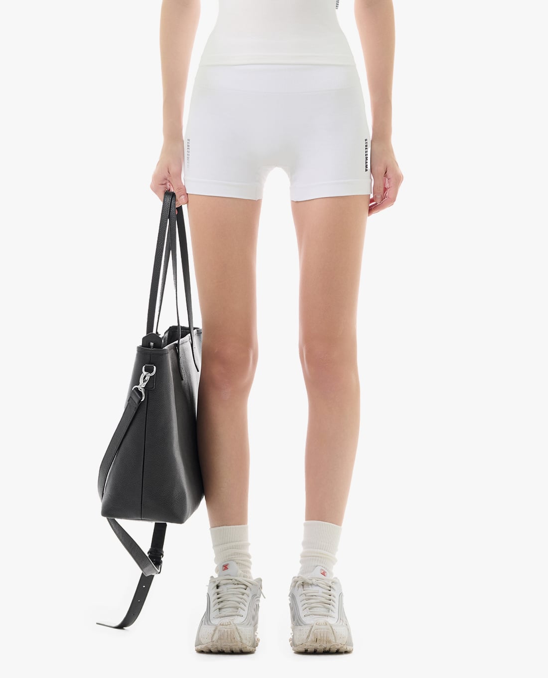 STRESSMAMA - Quần short biker nữ phom ôm in logo