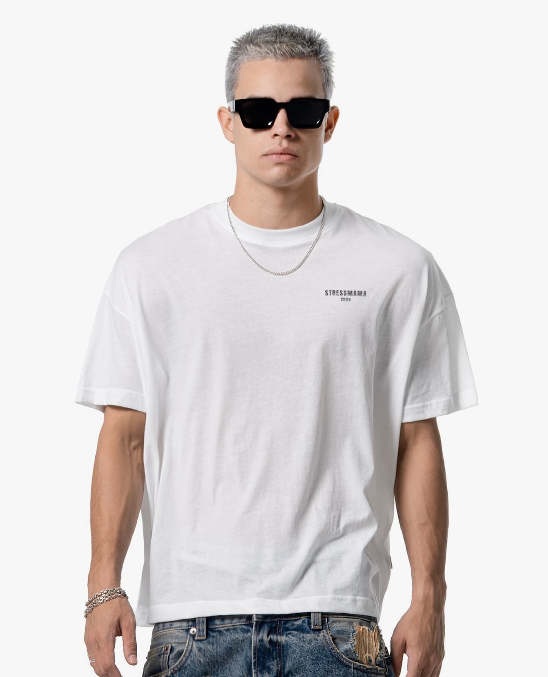 STRESSMAMA - Áo thun unisex cổ tròn tay ngắn SS26 Sheer