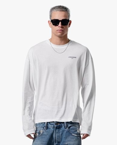  STRESSMAMA - Áo thun unisex cổ tròn tay dài SS26 Sheer 