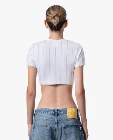 STRESSMAMA - Áo croptop nữ cổ tròn tay ngắn SSMA Sports 