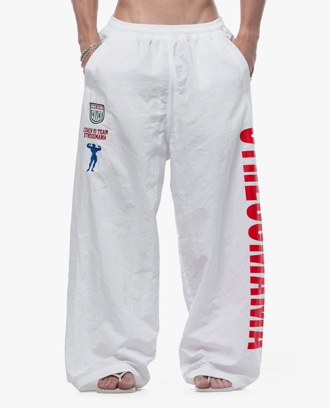 STRESSMAMA - Quần dài unisex ống rộng Racing Track