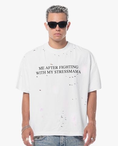  STRESSMAMA - Áo thun unisex cổ tròn tay ngắn Fight 