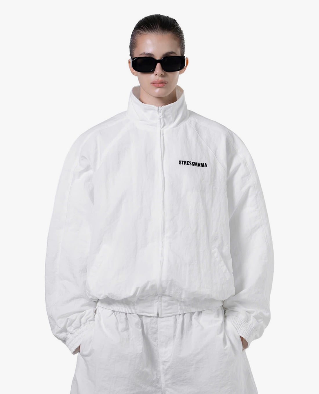 STRESSMAMA - Áo khoác gió unisex cổ trụ in họa tiết Coach